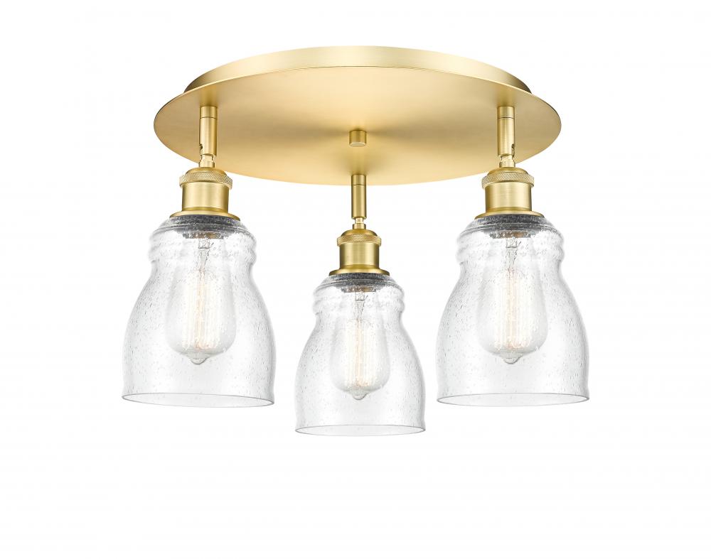 Ellery - 3 Light - 17 inch - Satin Gold - Flush Mount