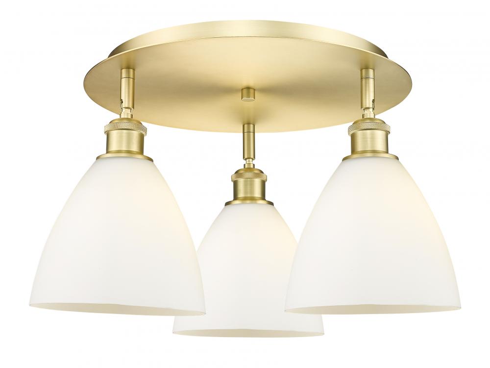 Bristol - 3 Light - 19 inch - Satin Gold - Flush Mount