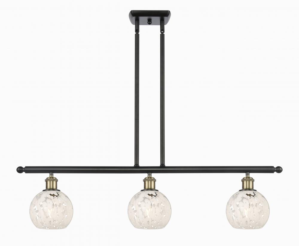 White Mouchette - 3 Light - 36 inch - Black Antique Brass - Stem Hung - Island Light