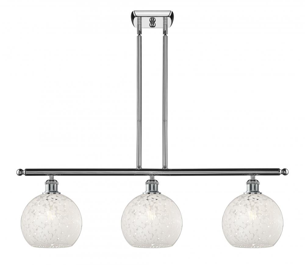 White Mouchette - 3 Light - 36 inch - Polished Chrome - Stem Hung - Island Light