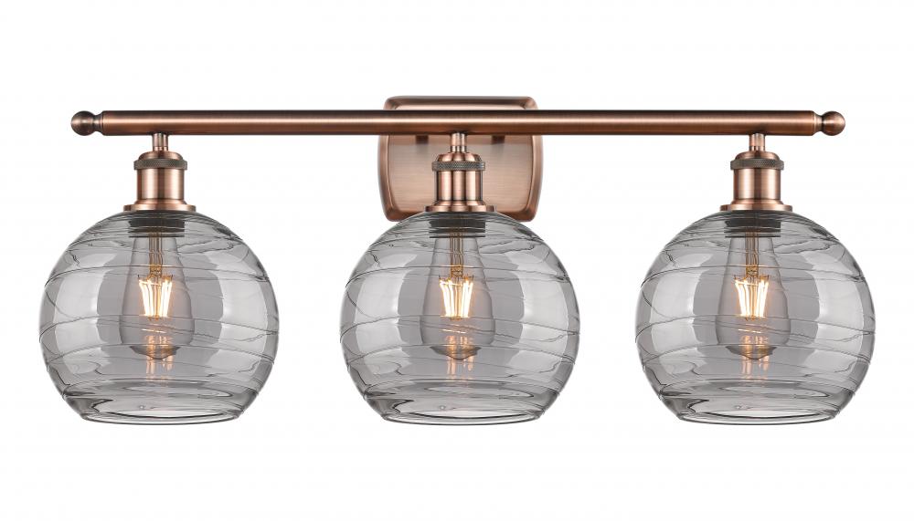 Athens Deco Swirl - 3 Light - 28 inch - Antique Copper - Bath Vanity Light