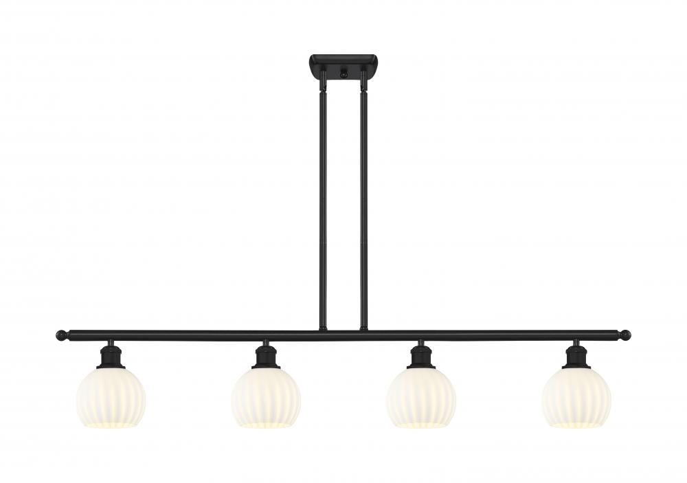 White Venetian - 4 Light - 48 inch - Matte Black - Stem Hung - Island Light