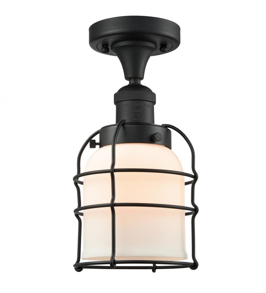 Bell Cage - 1 Light - 5 inch - Matte Black - Semi-Flush Mount