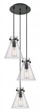 Innovations Lighting 113-410-1PS-BK-G411-8SDY - Newton Cone - 3 Light - 16 inch - Matte Black - Multi Pendant