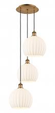 Innovations Lighting 113B-3P-BB-G1217-10WV - White Venetian - 3 Light - 17 inch - Brushed Brass - Cord Hung - Multi Pendant