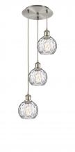 Innovations Lighting 113B-3P-SN-G1215-6 - Athens Water Glass - 3 Light - 13 inch - Brushed Satin Nickel - Cord hung - Multi Pendant