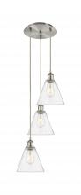 Innovations Lighting 113B-3P-SN-GBC-84 - Berkshire - 3 Light - 15 inch - Brushed Satin Nickel - Cord Hung - Multi Pendant