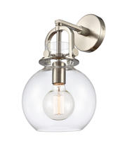 Innovations Lighting 410-1W-SN-8CL-LED - Newton Sphere - 1 Light - 8 inch - Brushed Satin Nickel - Sconce