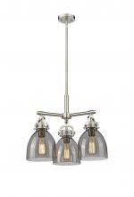 Innovations Lighting 410-3CR-SN-G412-7SM - Newton Bell - 3 Light - 21 inch - Satin Nickel - Pendant