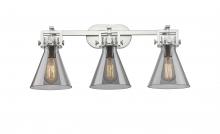 Innovations Lighting 411-3W-SN-G411-7SM - Newton Cone - 3 Light - 27 inch - Brushed Satin Nickel - Bath Vanity Light