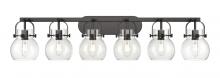 Innovations Lighting 423-6W-BK-G410-6CL - Pilaster II Sphere - 6 Light - 46 inch - Matte Black - Bath Vanity Light