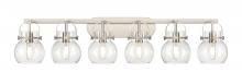 Innovations Lighting 423-6W-SN-G410-6CL - Pilaster II Sphere - 6 Light - 46 inch - Satin Nickel - Bath Vanity Light