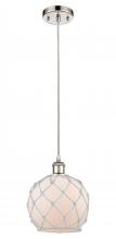 Innovations Lighting 516-1P-PN-G121-8RW - Farmhouse Rope - 1 Light - 8 inch - Polished Nickel - Cord hung - Mini Pendant