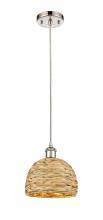 Innovations Lighting 516-1P-PN-RBD-8-NAT - Woven Rattan - 1 Light - 8 inch - Polished Nickel - Mini Pendant