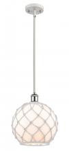 Innovations Lighting 516-1S-WPC-G121-10RW - Farmhouse Rope - 1 Light - 10 inch - White Polished Chrome - Mini Pendant