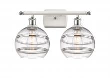 Innovations Lighting 516-2W-WPC-G556-8CL - Rochester - 2 Light - 18 inch - White Polished Chrome - Bath Vanity Light