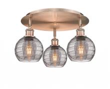 Innovations Lighting 516-3C-AC-G1213-6SM - Athens Deco Swirl - 3 Light - 18 inch - Antique Copper - Flush Mount