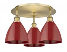 Innovations Lighting 516-3C-BB-MBD-75-RD - Plymouth - 3 Light - 19 inch - Brushed Brass - Flush Mount