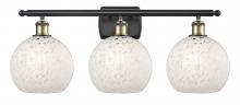 Innovations Lighting 516-3W-BAB-G1216-8WM - White Mouchette - 3 Light - 28 inch - Black Antique Brass - Bath Vanity Light