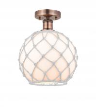 Innovations Lighting 616-1F-AC-G121-10RW - Farmhouse Rope - 1 Light - 10 inch - Antique Copper - Semi-Flush Mount