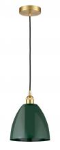 Innovations Lighting 616-1P-SG-MBD-9-GR-LED - Plymouth - 1 Light - 9 inch - Satin Gold - Cord hung - Mini Pendant