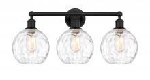 Innovations Lighting 616-3W-BK-G1215-8 - Athens Water Glass - 3 Light - 26 inch - Matte Black - Bath Vanity Light