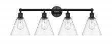 Innovations Lighting 616-4W-BK-GBC-82 - Berkshire - 4 Light - 35 inch - Matte Black - Bath Vanity Light