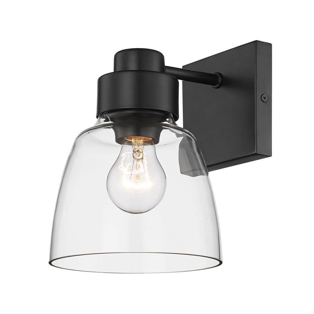 Remy 1 Light Wall Sconce in Matte Black with Clear Glass Shade