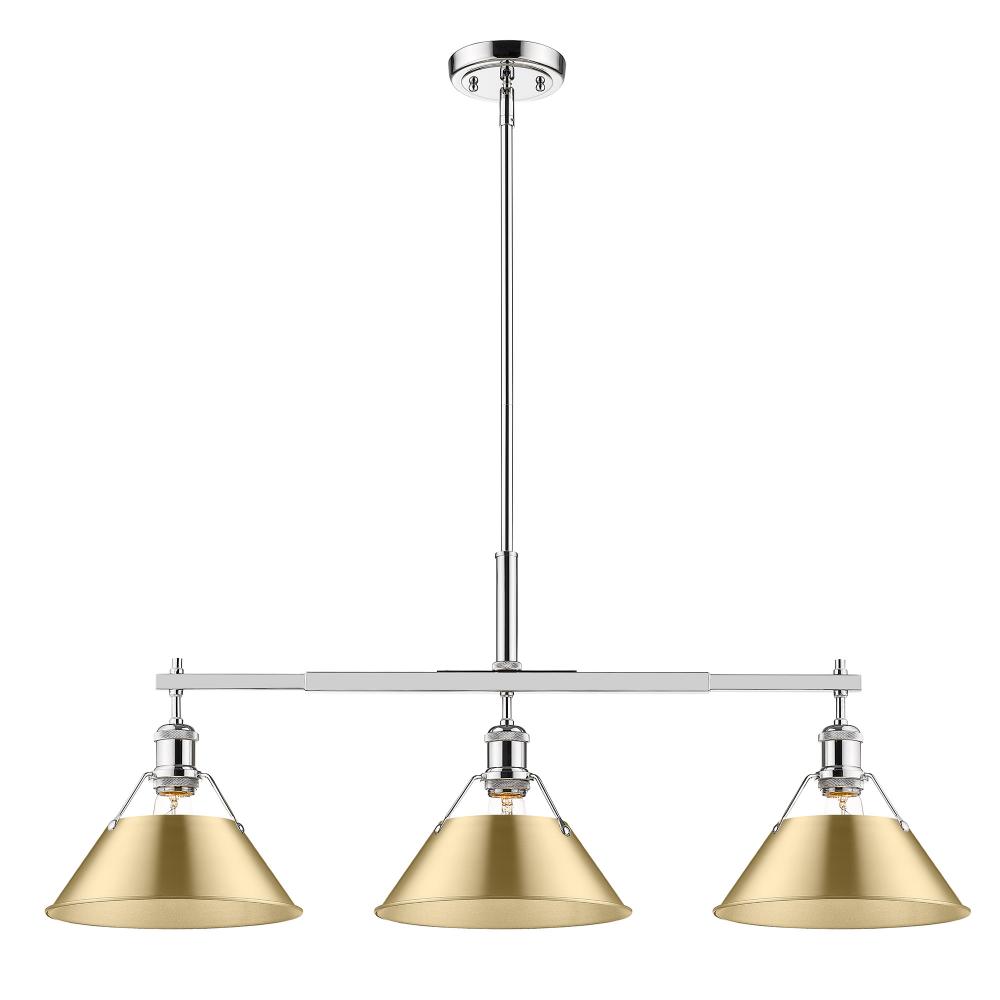 Orwell 3-Light Linear Pendant in Chrome with Brushed Champagne Bronze