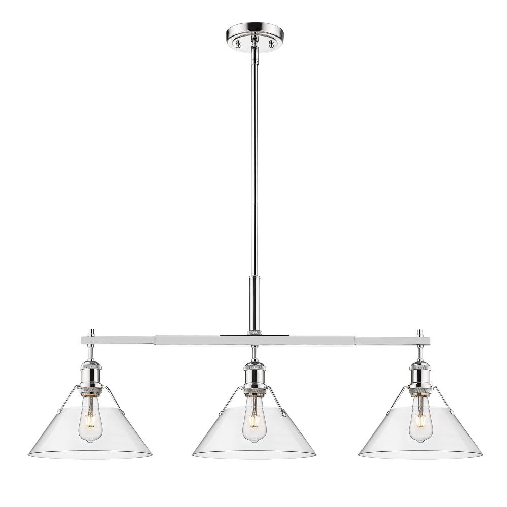 Orwell 3-Light Linear Pendant in Chrome with Clear Glass