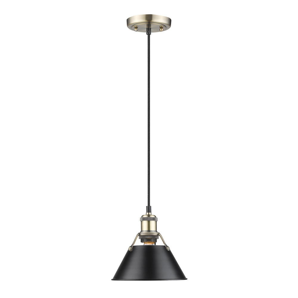 Orwell 7.5" Wide Small Pendant in Aged Brass with Matte Black