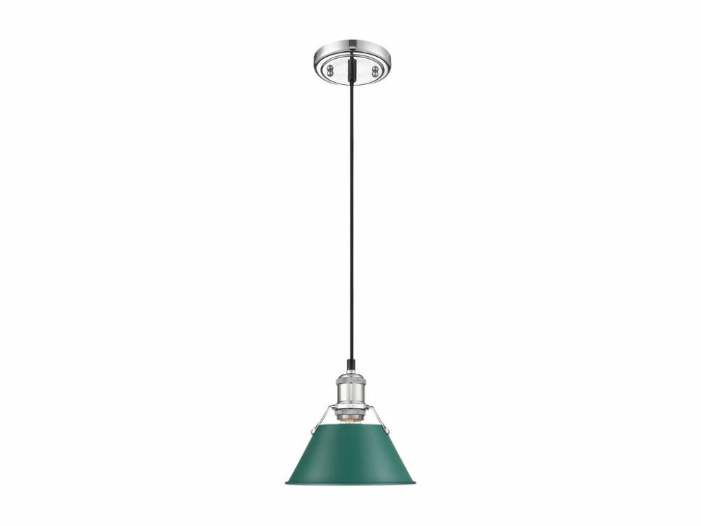 Orwell 7.5" Wide Small Pendant in Chrome with Pine Green