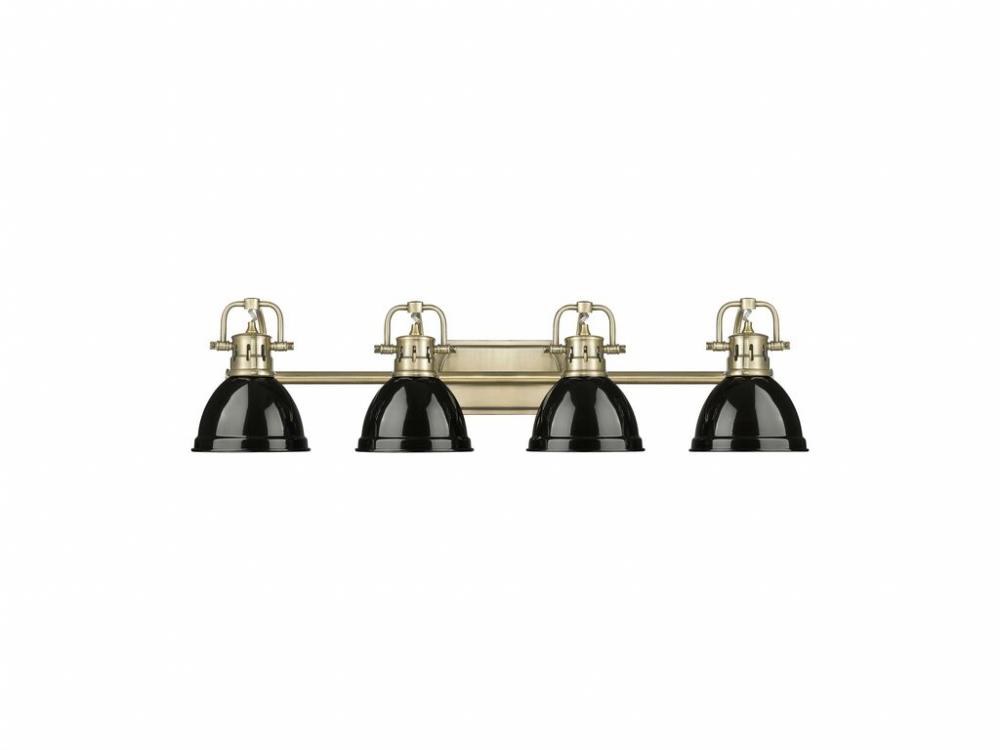 Duncan 4-Light Bath Vanity in Aged Brass with Black