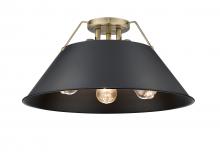 Golden 3306-3FM AB-BLK - Orwell 3-Light Flush Mount in Aged Brass with Matte Black