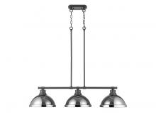 Golden 3602-3LP BLK-CH - Duncan 3-Light Linear Pendant in Matte Black with Chrome