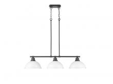 Golden 3602-3LP BLK-WHT - Duncan 3-Light Linear Pendant in Matte Black with Matte White