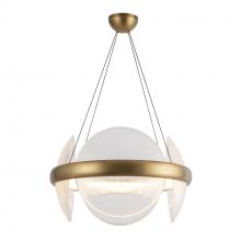 Kuzco Lighting Inc CH13922-VBCR-UNV - Taurus 22-in Vintage Brass/Clear Ribbed Glass LED Chandelier