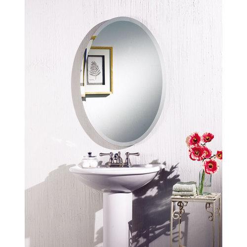 Cameo, Recessed 24 in.W x 36 in.H,  Oval Beveled Mirror Single-Door Cabinet.