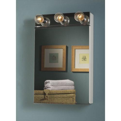 Framelss Styleline, Surface Mount, 18 in.W X 28 in.H, Single-Door, Chrome Trim.