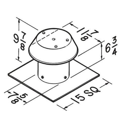 8 in., Roof Cap, For Flat Roof, Aluminum.