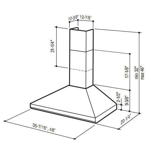 35-7/16 in. (90cm), External Blower, Chimney Hood, Stainless Steel.