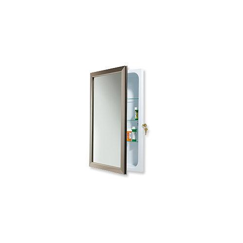 Specialty, Recessed, 25-1/2 in.W x 14 in.H, Locking, Satin Nickel, Locking Cabinet.