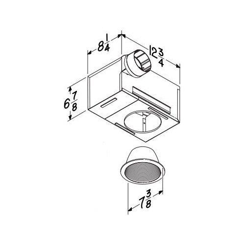 Fan/Light, Recessed, Fluorescent Light, 14 Watt 4-pin R30 fluorescent bulb (bulb included),  UL List