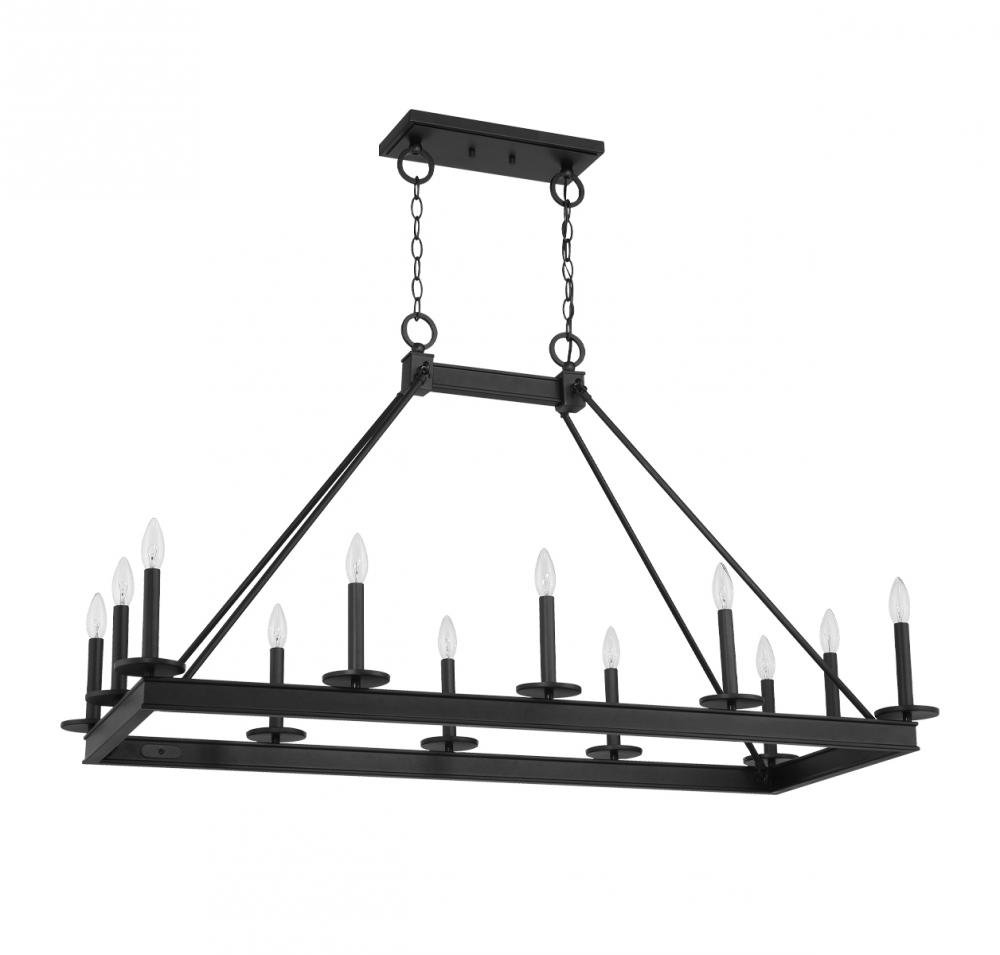 Boylston 12-Light Linear Chandelier in Matte Black