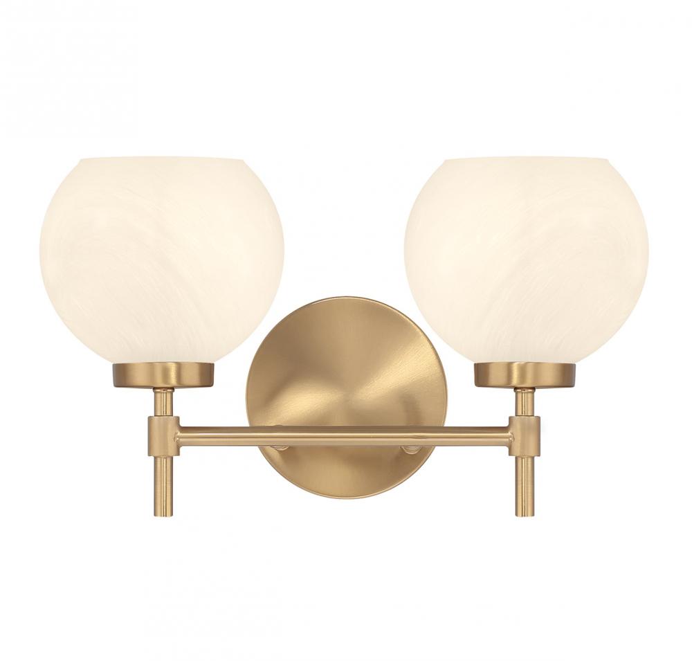 Hannah 2-Light Bathroom Vanity Light in Warm Brass