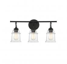 Lighting One US V6-L8-8055-3-BK - Fuller 3-Light Bathroom Vanity Light in Black