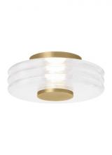 Visual Comfort & Co. Modern Collection KWFM20827CNB - Kelly Wearstler Laurel 1-light dimmable LED small flush with natural brass finish and crystal shade