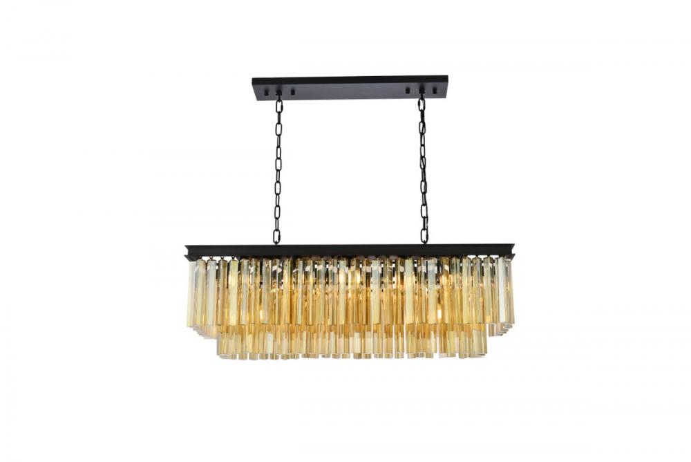 Sydney 12 Light Matte Black Chandelier Golden Teak (Smoky) Royal Cut Crystal