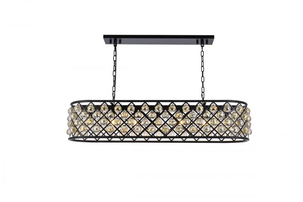 Madison 7 Light Matte Black Chandelier Golden Teak (Smoky) Royal Cut Crystal