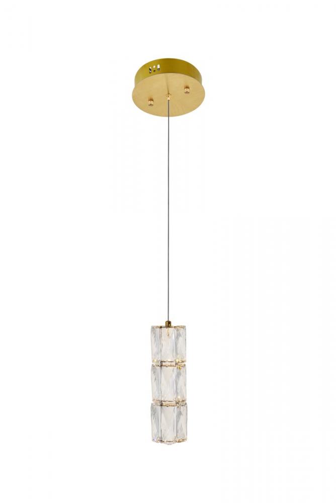 Polaris LED Light Gold Pendant Clear Royal Cut Crystal